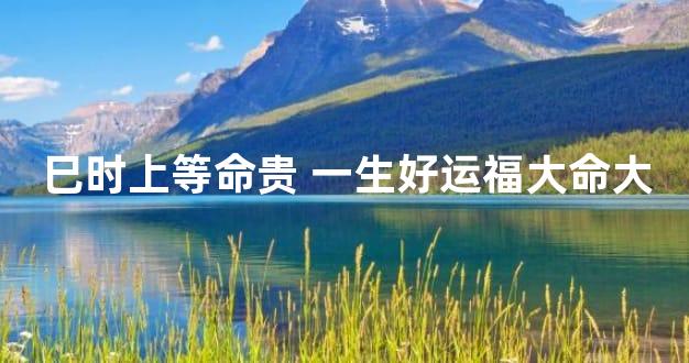 巳时上等命贵 一生好运福大命大